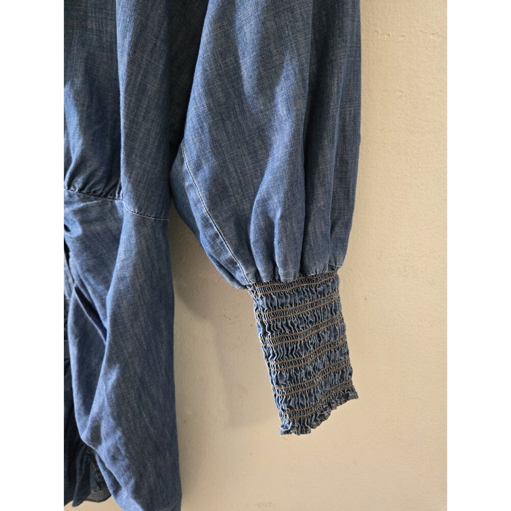 Veronica Beard Vale Blue Allie Denim Womens Ruched Chambray Shirt Dress Size 2 - Picture 6 of 8